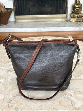 Vintage Roots Canada Genuine Leather Brown Bucket Crossbody Bag